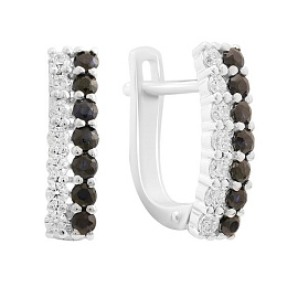 Серебряные серьги с сапфиром 1.434ct, фианитами