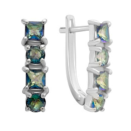 Серебряные серьги с мистик топазом 1.752ct