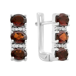 Серебряные серьги с гранатом 2.859ct