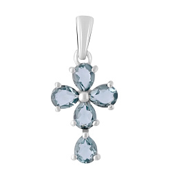 Срібний хрестик з топазом Лондон Блю 1.445ct