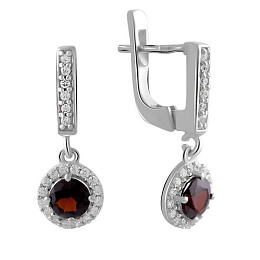 Серебряные серьги с гранатом 1.942ct