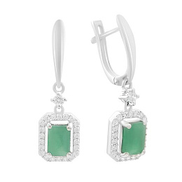 Серебряные серьги с изумрудом 3.044ct