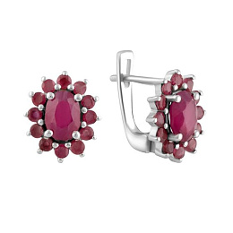 Серебряные серьги с рубином 3.225ct