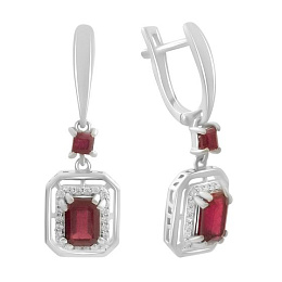 Срібні сережки з рубіном 1.717ct