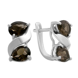 Silver earrings with rauchtopaz (smoky quartz) 3.842ct