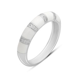 Silver ring with phianites, semallu