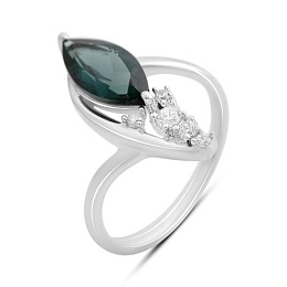 Silver ring with a 1.675-carat London Blue topaz and cubic zirconia