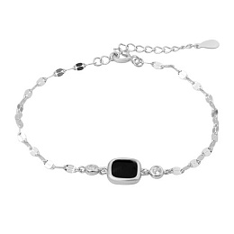 Silver bracelet with onyx, fianites