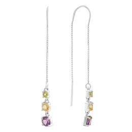 Silver earrings with amethyst 1.783ct, citrine, chrysolite