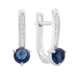 Silver earrings with sapphire nano 2.917ct
