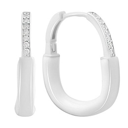 Серебряные серьги с емаллю, фианитами