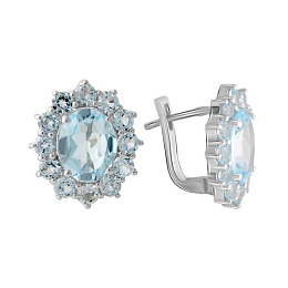 Silver earrings with an 8.42-carat topaz
