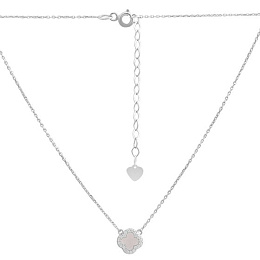 Серебряное колье с перламутром, фианитами