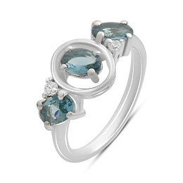 Серебряное кольцо с топазом Лондон Блю 1.007ct