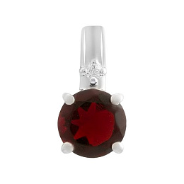 Срібна підвіска з гранатом nano 1.45ct, фіанітами