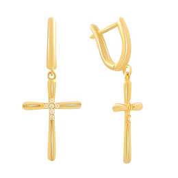Золотые серьги с фианитами 0.12ct