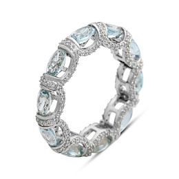 Серебряное кольцо с топазом 6.787ct, фианитами