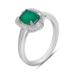 Серебряное кольцо с агатом 1.676ct, фианитами