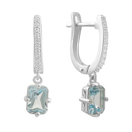 Серебряные серьги с топазом 2.68ct, фианитами