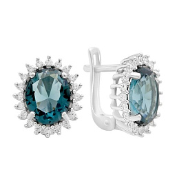 Серебряные серьги с топазом Лондон Блю 4.552ct