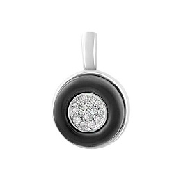 Silver pendant with ceramics, phianites