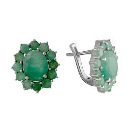 Silver earrings with a 7.715-carat emerald