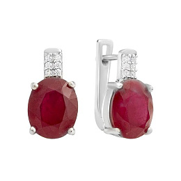 Серебряные серьги с рубином 7.507ct