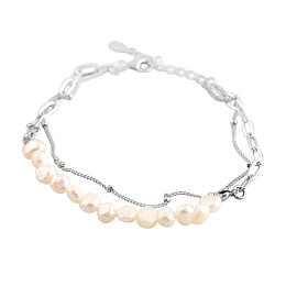 Срібний браслет з перлами бароковими