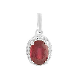 Серебряная подвеска с рубином 2.098ct, фианитами