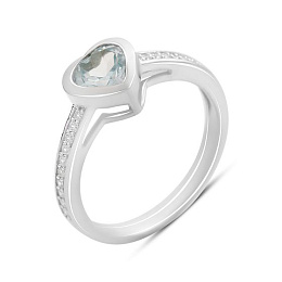 Серебряное кольцо с топазом 1.173ct, фианитами