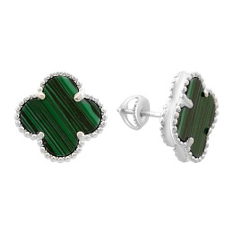Silver earrings with malachite