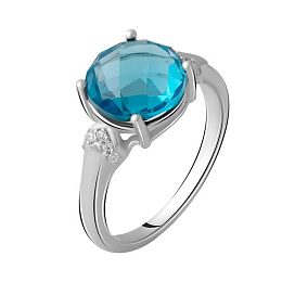 Серебряное кольцо с топазом Лондон Блю 3.027ct