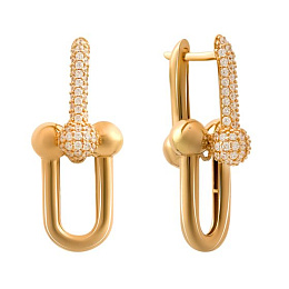 Золотые серьги с фианитами 0.88ct