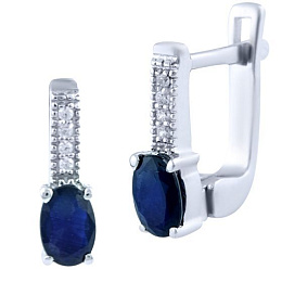 Серебряные серьги с сапфиром 1.188ct