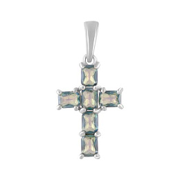 Срібний хрестик з містик топазом 2.05ct