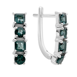 Серебряные серьги с топазом Лондон Блю 1.985ct