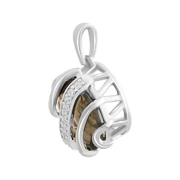 Серебряная подвеска с раухтопазом (дымчатым кварцем) 4.405ct, фианитами