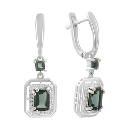 Серебряные серьги с топазом Лондон Блю 2.429ct