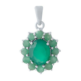 Серебряная подвеска с изумрудом 3.857ct