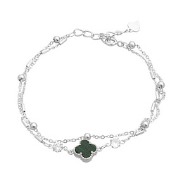 Silver bracelet with malachite