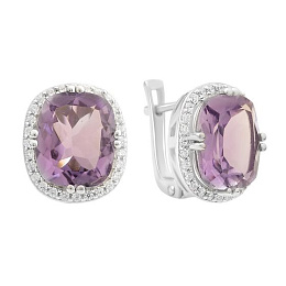 Срібні сережки з аметистом 10.782ct