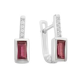 Серебряные серьги с рубином 1.145ct, фианитами