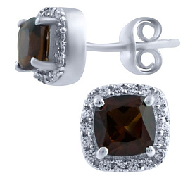 Серебряные серьги с гранатом 1.891ct