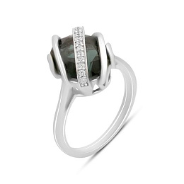 Срібна каблучка з топазом Лондон Блю 3.938ct, фіанітами