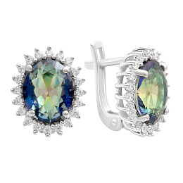 Серебряные серьги с мистик топазом 4.228ct