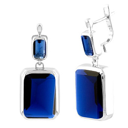 Silver earrings with a 12.968-carat nano sapphire