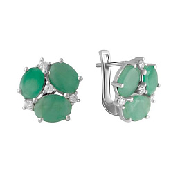 Серебряные серьги с изумрудом 6.474ct