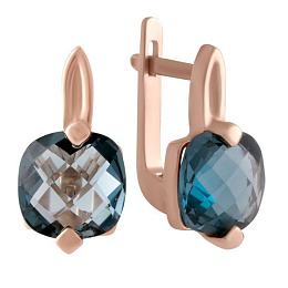 Gold earrings with topaz London Blue 5.84ct
