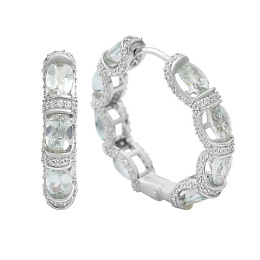 Серебряные серьги с топазом 11.8ct, фианитами