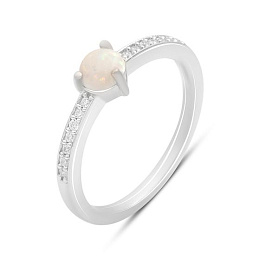 Sterling silver ring with opal 0.436ct, phianites